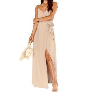 NWT Show Me Your Mumu Liz Faux Wrap Maxi Dress in Soft Beige